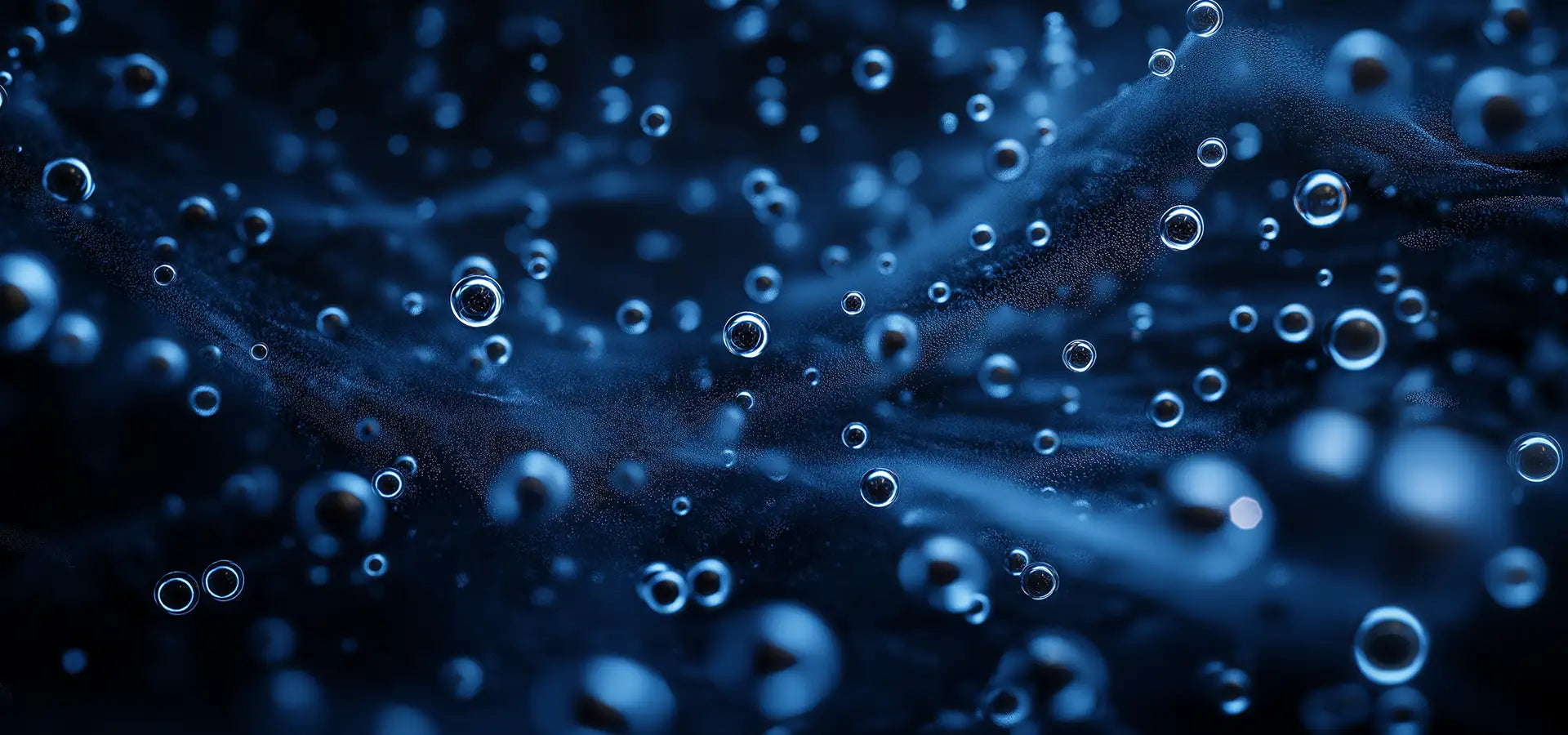 Close-up of Oemeta UNIMET 183 coolant droplets forming smooth blue waves, illustrating the fluid’s clean, stable, low-foam performance.