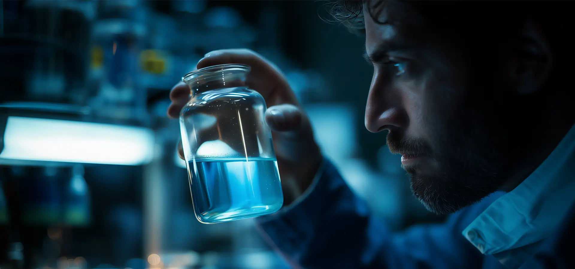 Close-up of Oemeta UNIMET 183 coolant droplets forming smooth blue waves, illustrating the fluid’s clean, stable, low-foam performance.