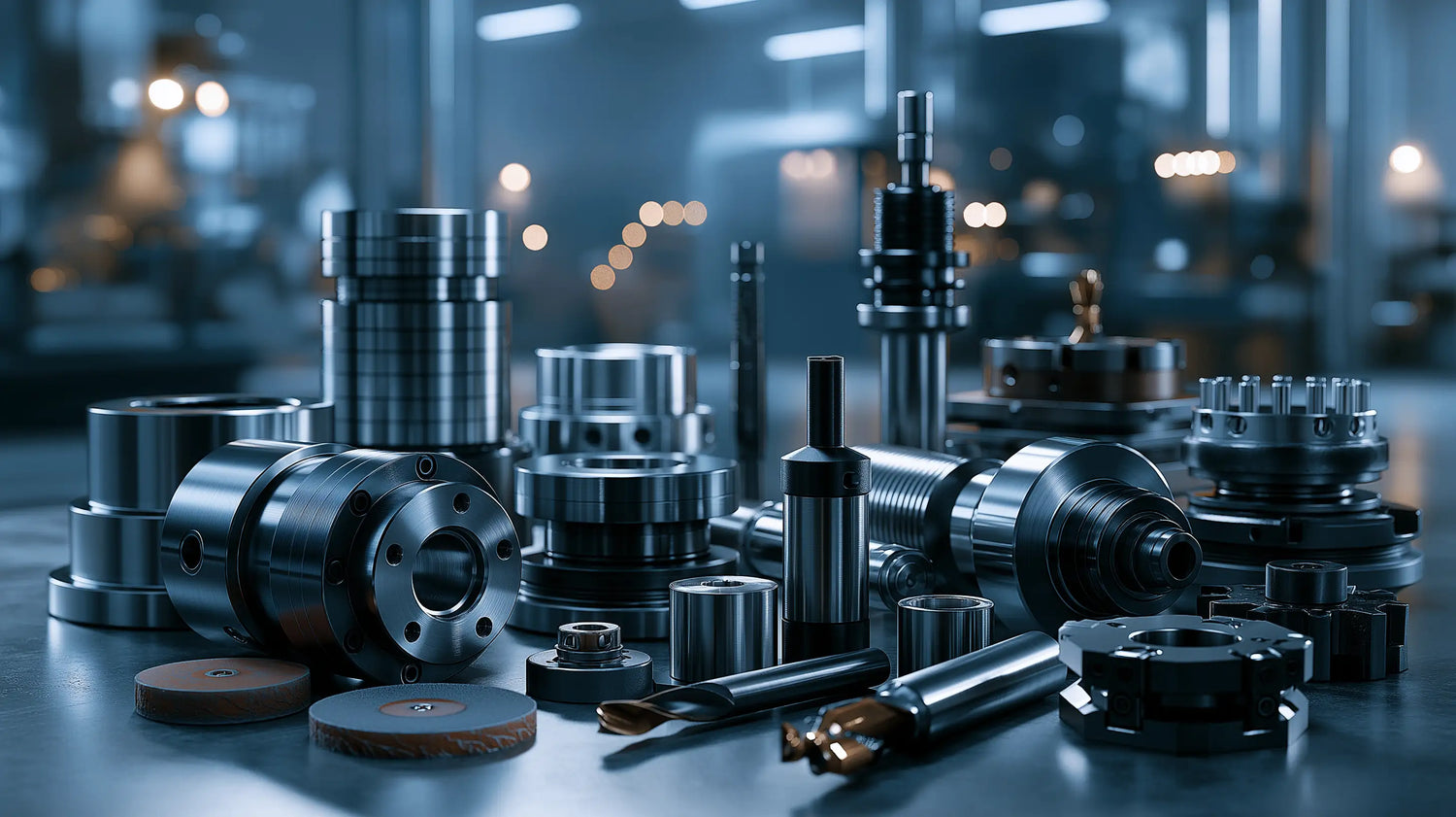 Tech Tool and Oemeta coolant sourcing with machined parts, tooling, and industrial support in a premium manufacturing setting