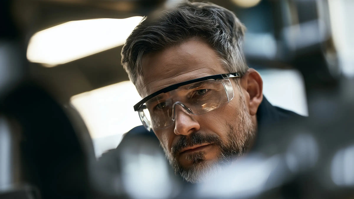 Inspector in safety glasses illustrating Tech Tool Oemeta aerospace change control guidance