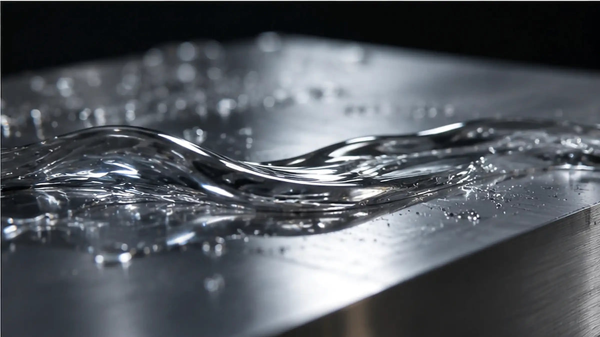 Tech Tool Oemeta coolant on a precision machined aluminum surface