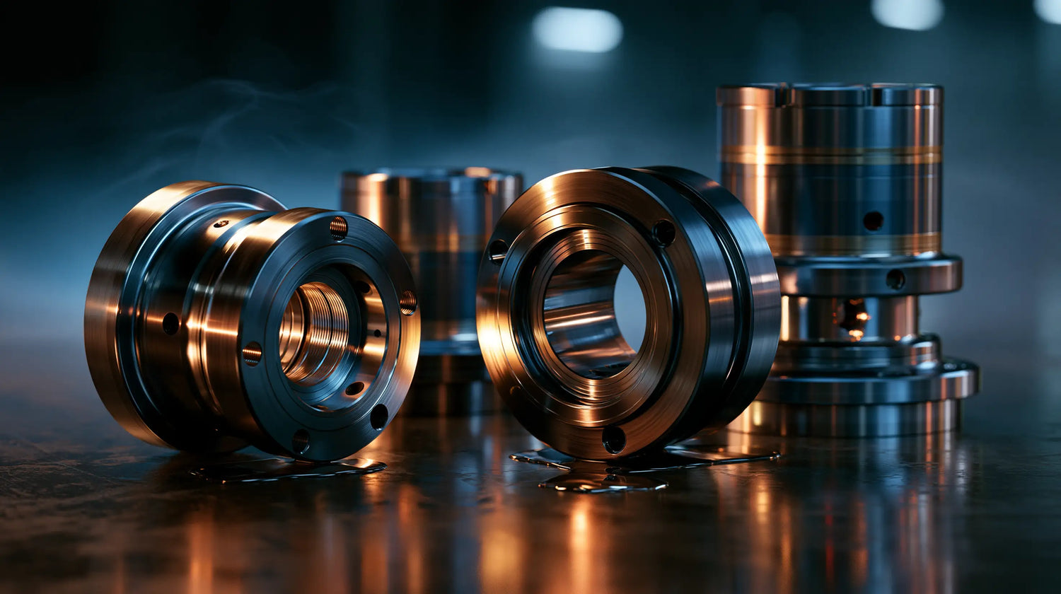 Tech Tool and Oemeta summer coolant stability with machined parts and clear coolant in a premium industrial setting