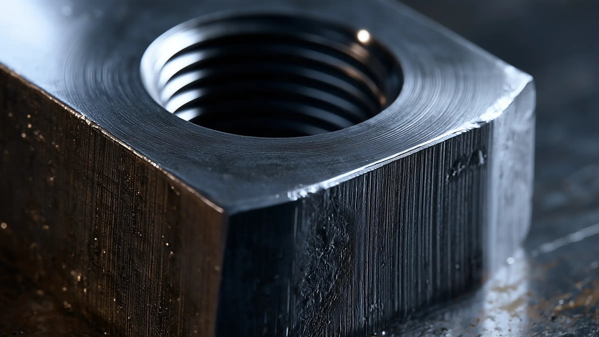 Threaded steel block illustrating Tech Tool Oemeta tapping lubrication guidance