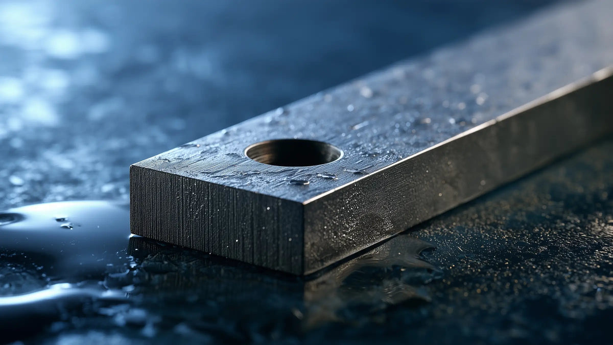 Machined hole with clear fluid for the Tech Tool Oemeta coolant delivery guide