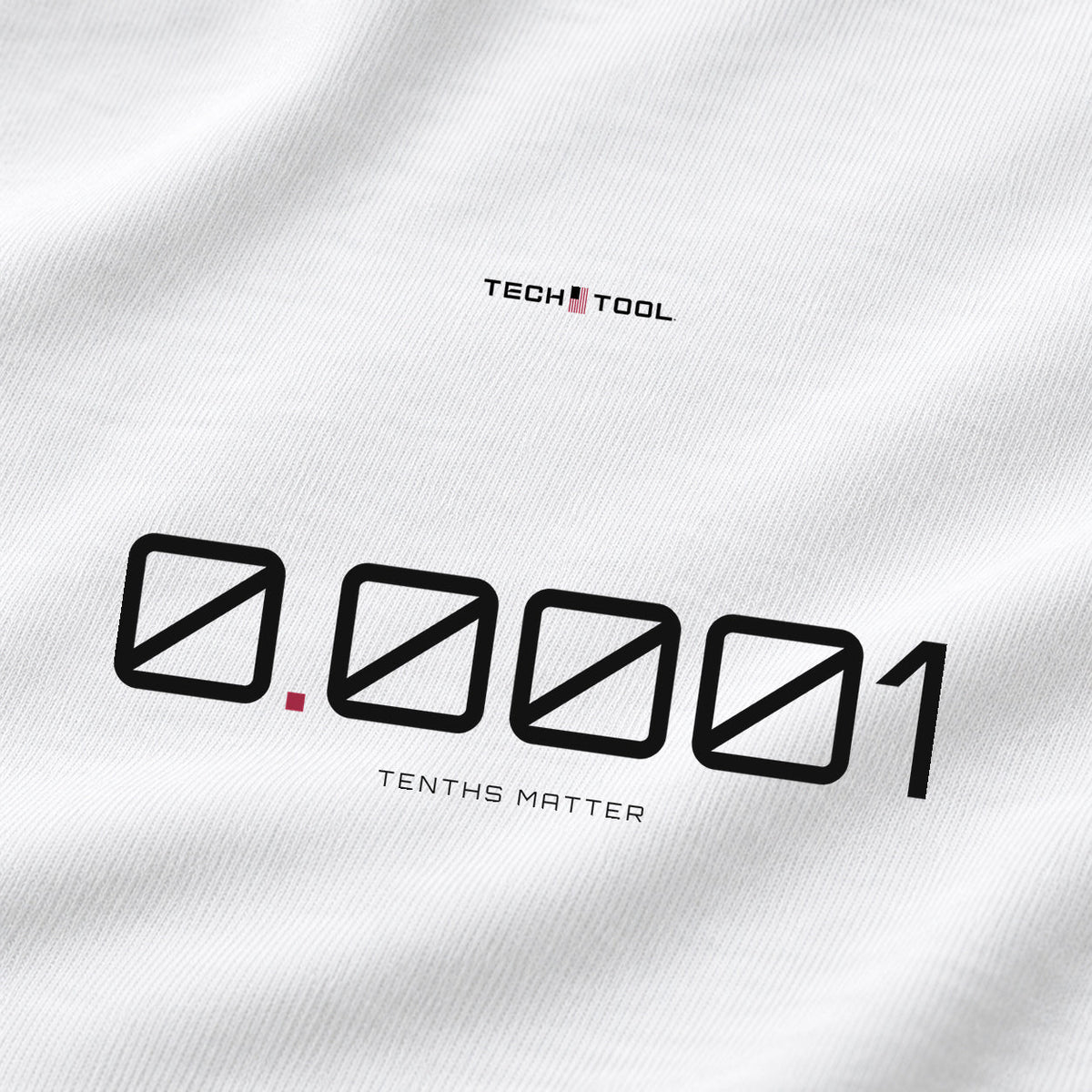 Premium Unisex Tenths Matter T-Shirt, back macro of Tenths Matter artwork on fine cotton jersey | Color: White