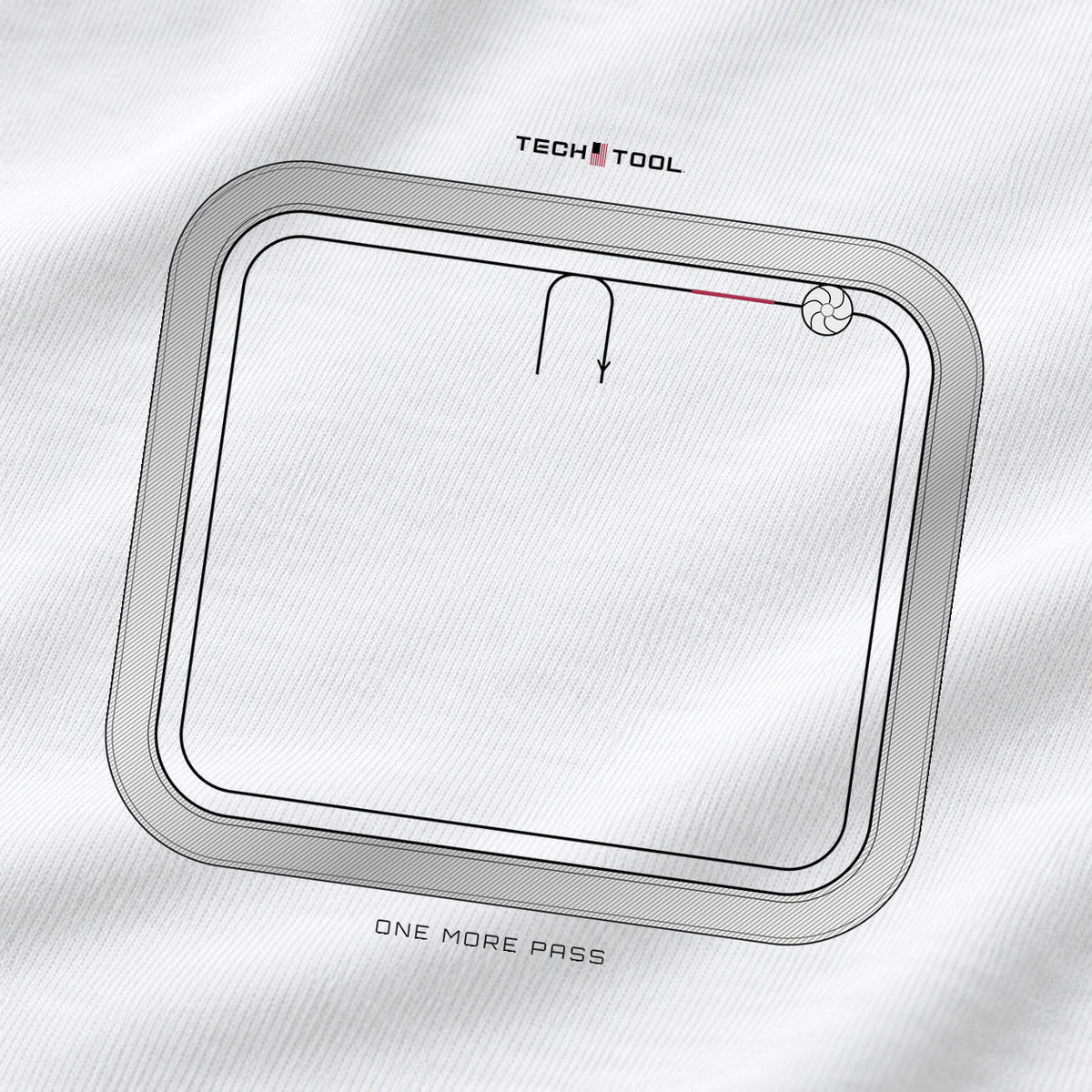 Premium Unisex One More Pass T-Shirt, back macro of One More Pass artwork on fine cotton jersey | Color: White
