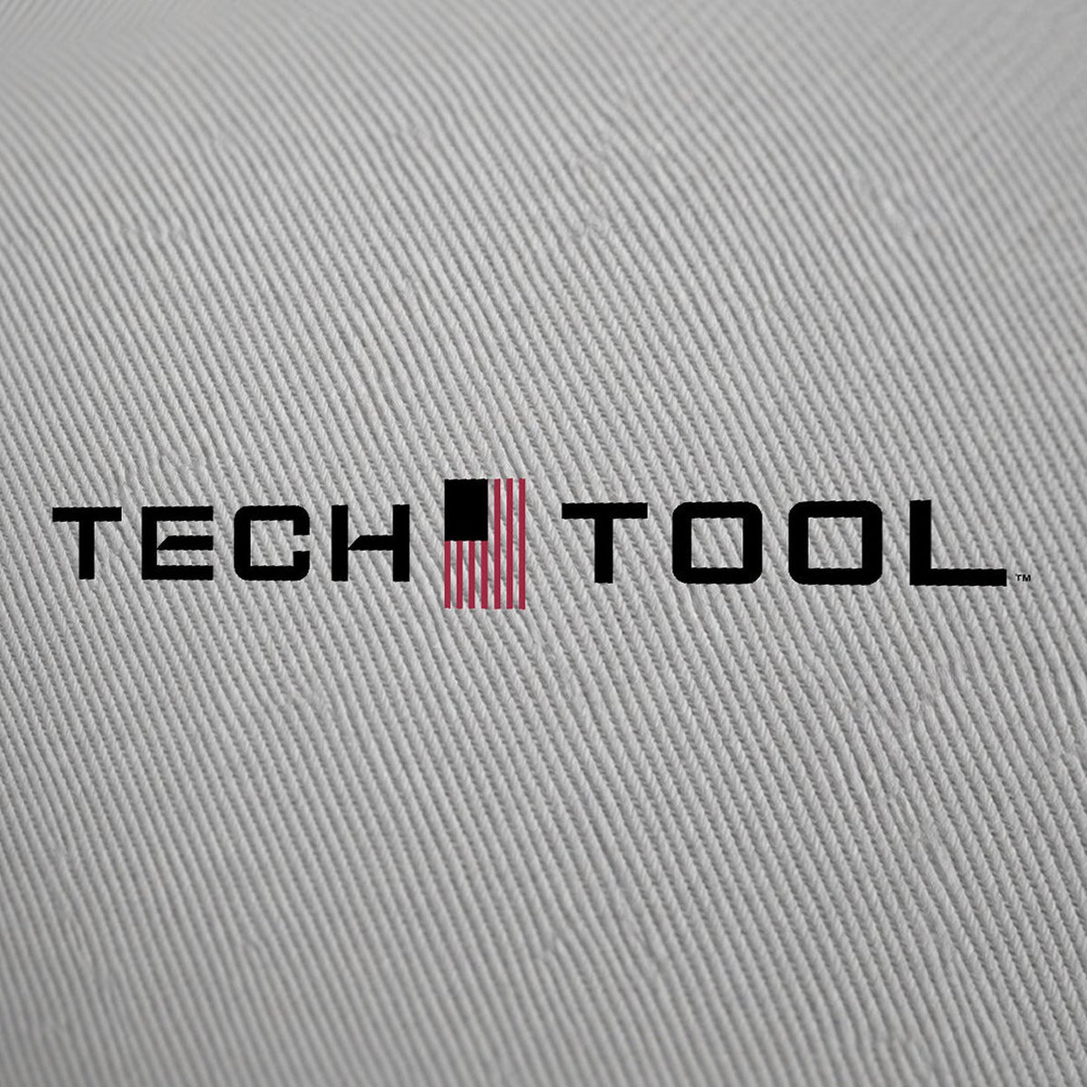 Tech Tool Core Frame Cap, level centered close-up of full Tech Tool logo on matching cotton twill | Color: Storm