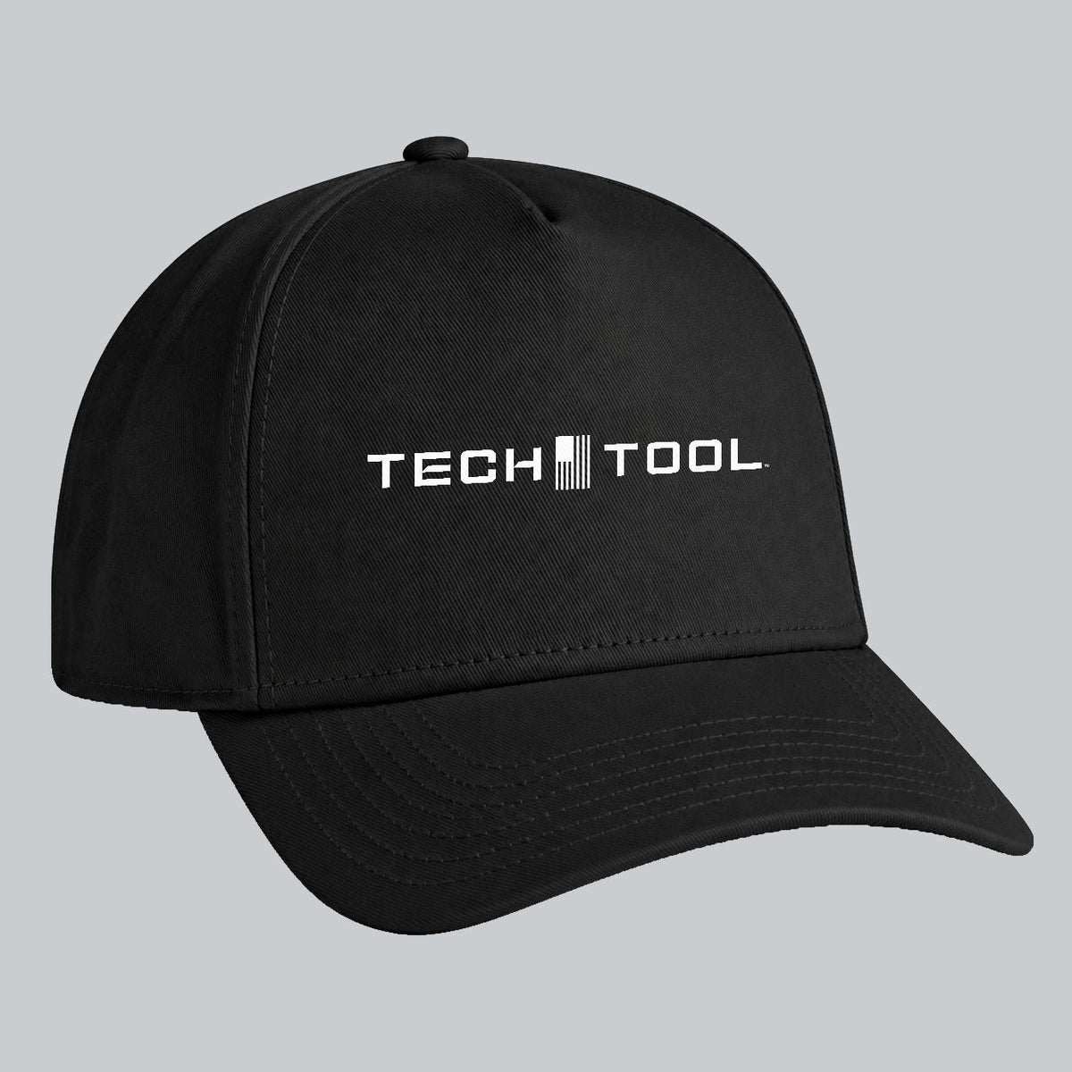 Tech Tool Core Frame Cap, three-quarter view showing Tech Tool logo, front panel and curved brim | Color: Black