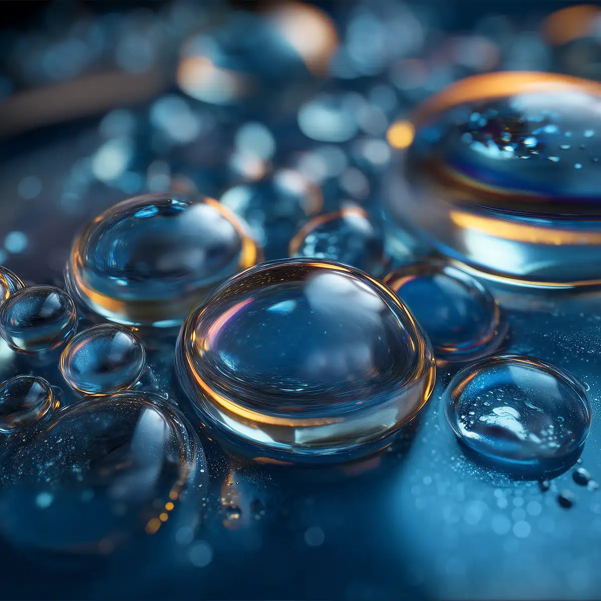 Oemeta AW 100 hydraulic oil macro with clear stable lubrication droplets highlighting ISO VG 100 anti-wear performance for heavy machine tool hydraulics supplied by Tech Tool