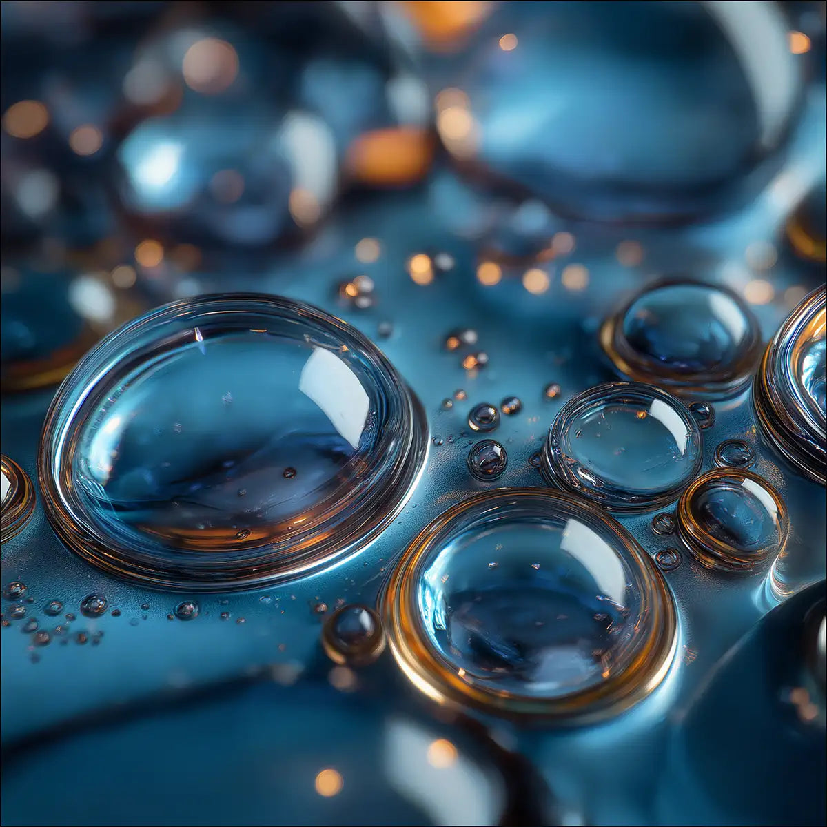 Oemeta AW 46 hydraulic oil macro showing clean stable lubrication droplets highlighting ISO VG 46 anti-wear performance for machine tool hydraulics used by Tech Tool