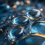 Oemeta AW 68 hydraulic oil macro showing clear stable lubrication droplets highlighting ISO VG 68 anti-wear performance for machine tool hydraulics supplied by Tech Tool