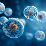 Oemeta ADDI PROX AF S 17 fast acting defoamer shown on a blue coolant surface with clear micro droplet clusters used by Tech Tool for water miscible cutting fluids and high concentration foam reduction