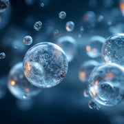 Oemeta ADDI PROX B EP additive shown as clear micro bubble spheres on a blue coolant surface used by Tech Tool for boosting straight oils in broaching applications and enhancing extreme pressure performance