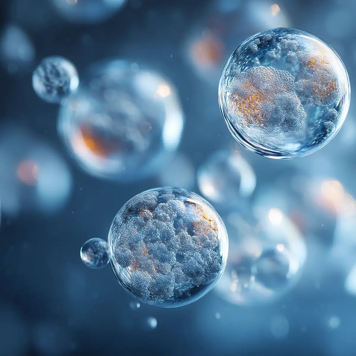 Oemeta ADDI PROX C EP additive shown as clear micro bubble spheres on a blue coolant surface used by Tech Tool for boosting straight oils in cutting applications and enhancing extreme pressure performance