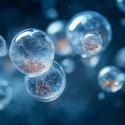 Oemeta ADDI PROX W894 multi function additive shown as clear micro bubble spheres on a blue coolant surface used by Tech Tool to improve machining in fresh emulsions enhance corrosion protection and reduce foam