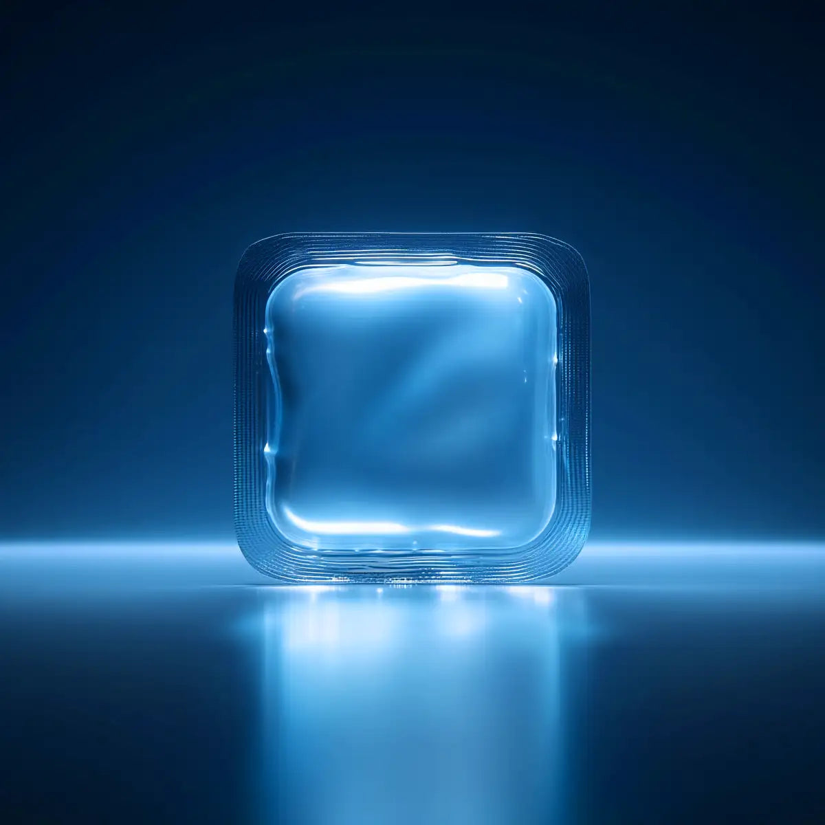Oemeta ANTI FOAM PODS shown as a clear translucent cube on a blue coolant surface used by Tech Tool for fast acting defoaming improved sump clarity and stable foam free coolant performance