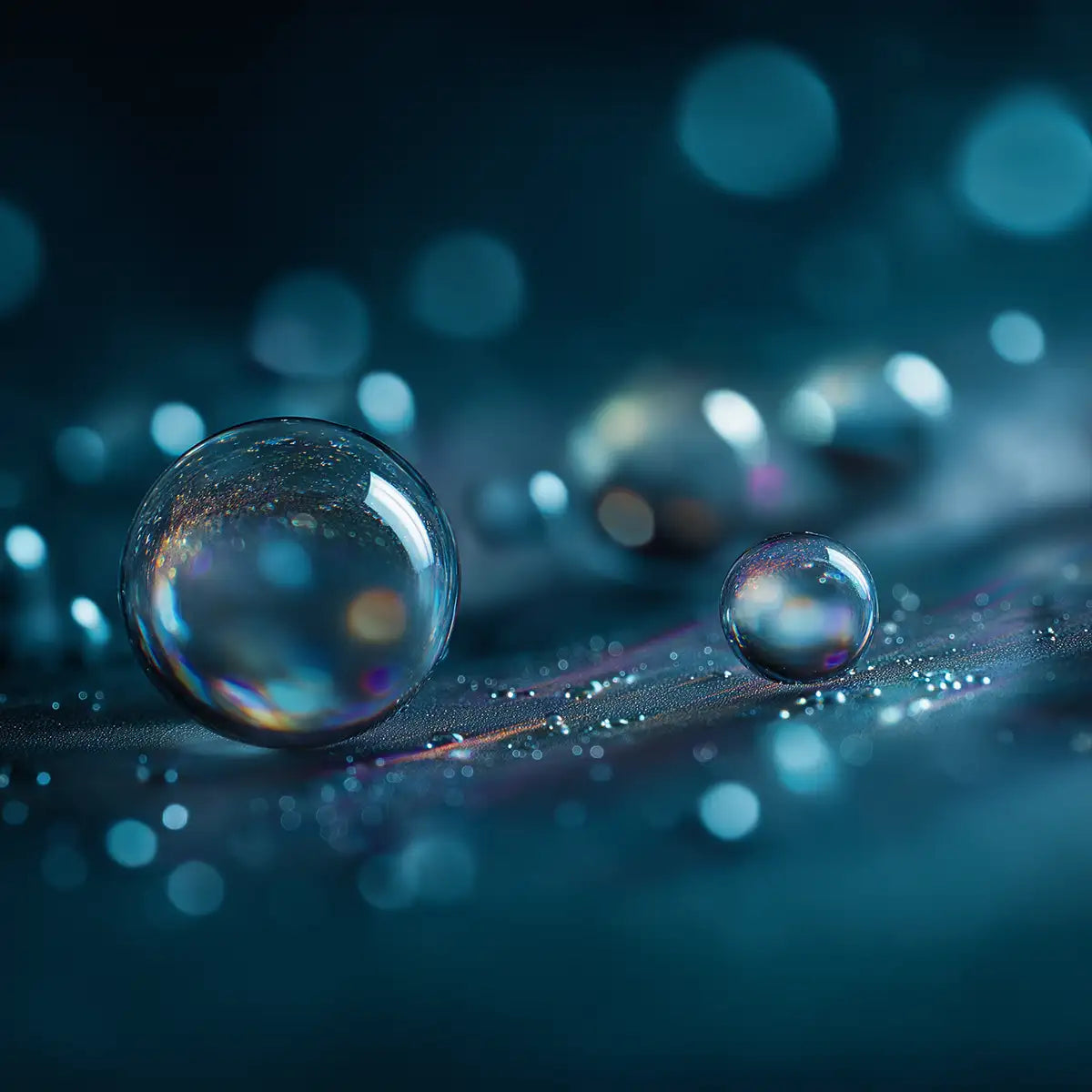 Oemeta Oemetol 710 straight oil close-up with smooth clear droplets on dark machined metal showing lubricity clean cutting stability and high flash-point performance