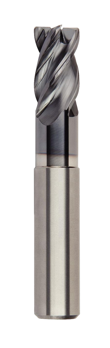 Kennametal HARVI I TE corner-radius, necked, plain shank end mill — representative manufacturer family image; selected configuration dimensions vary.