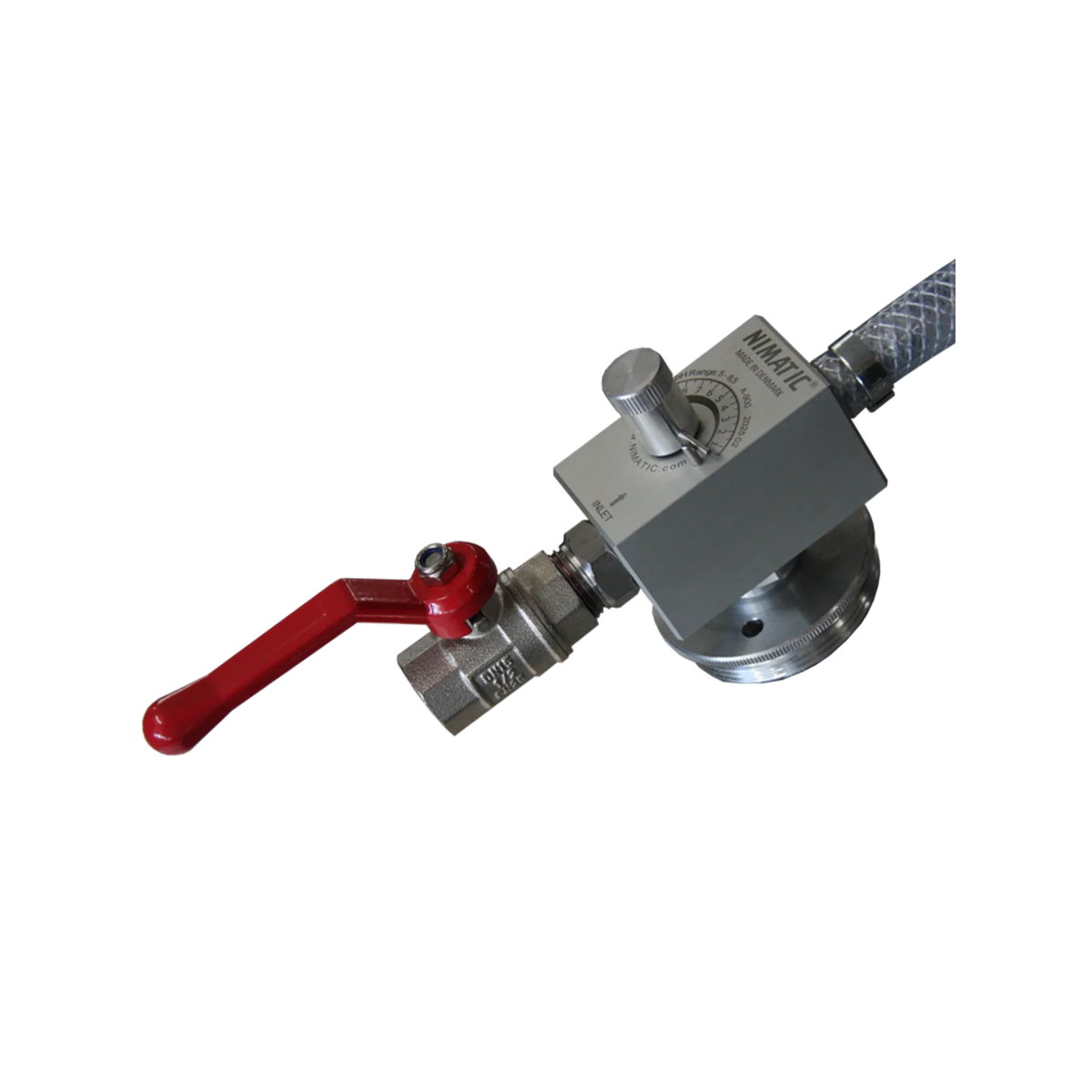 Nimatic single coolant mixer with concentration adjustment dial and threaded drum connection