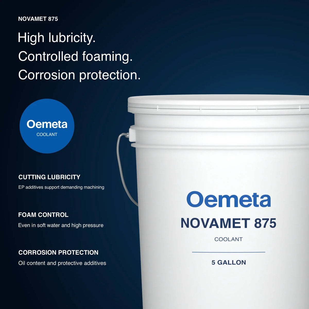 Oemeta NOVAMET 875 coolant benefits: ep additives support demanding machining, even in soft water and high pressure, oil content and protective additives