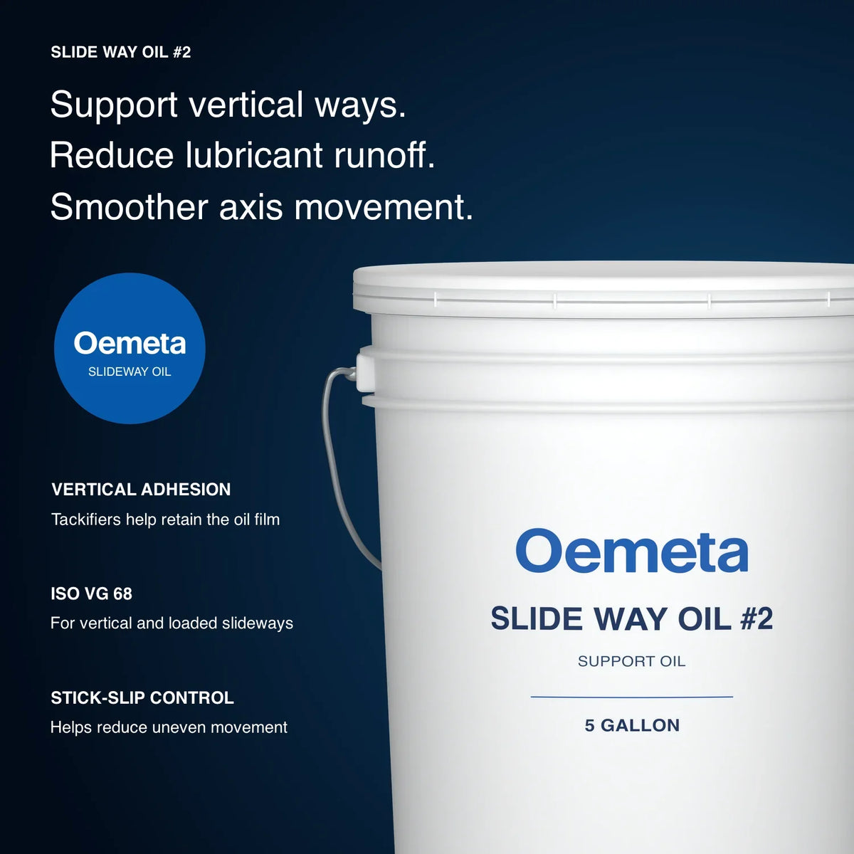 Oemeta SLIDE WAY OIL #2 pail with vertical adhesion, iso vg 68, stick-slip control information