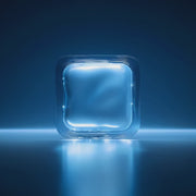 Oemeta ANTI FOAM PODS shown as a glowing clear cube dissolving smoothly in blue coolant used by Tech Tool to demonstrate instant defoaming action restoring coolant stability and eliminating foam in water based and oil based systems
