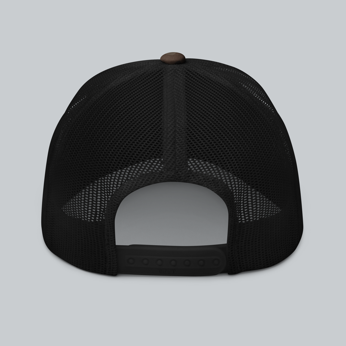 Tech Tool Unisex Camo Frame Cap, back view showing black mesh and adjustable snap closure | Color: Camo/Black