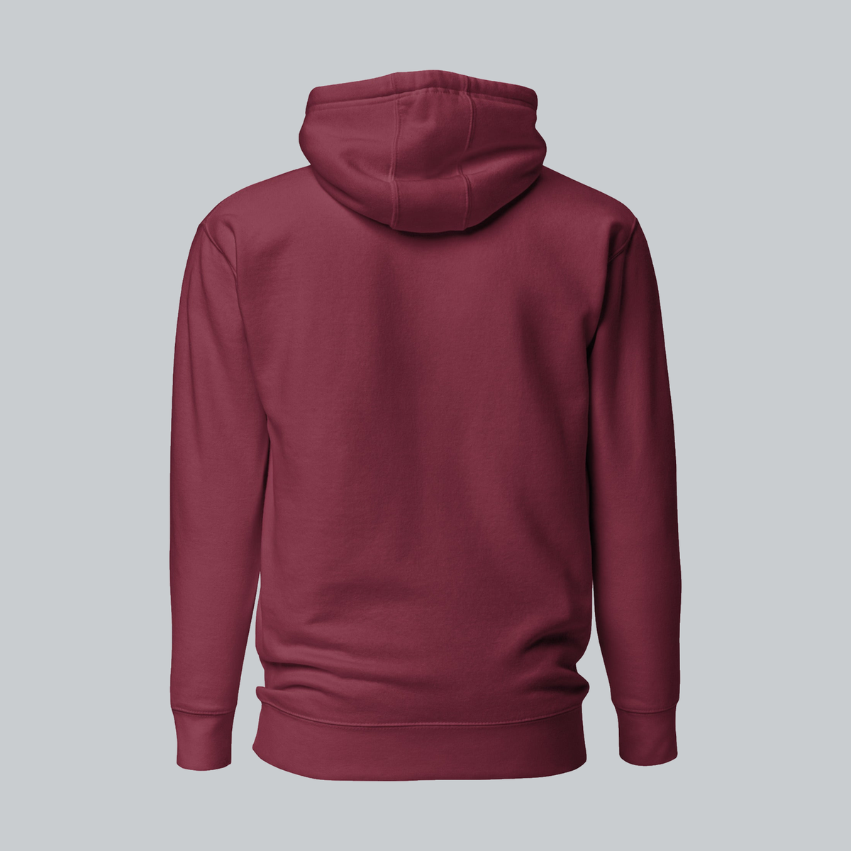 Tech Tool Core Pullover Hoodie, back view showing plain back and hood | Color: Pomegranate