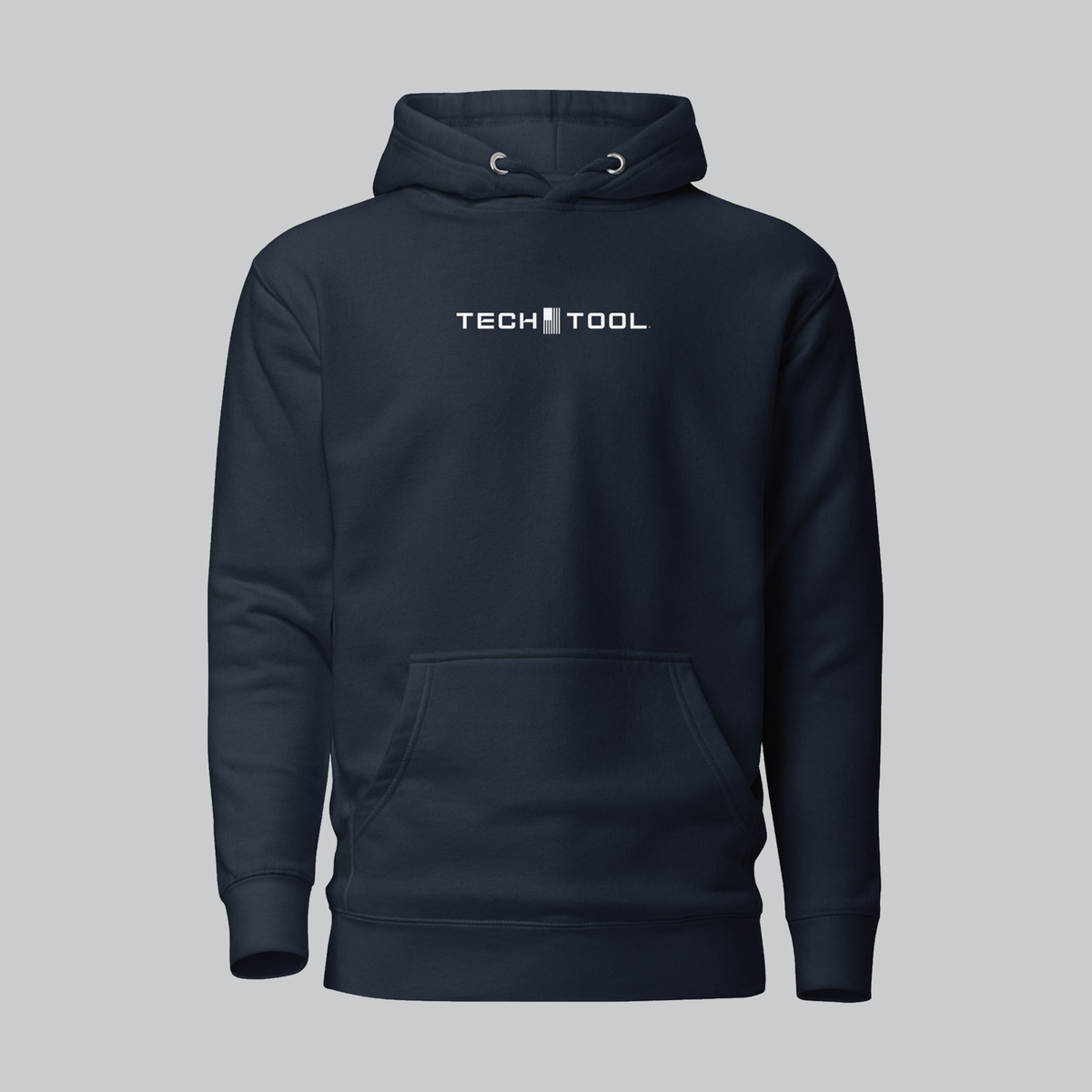 Tech Tool Core Pullover Hoodie, front view showing Tech Tool chest logo | Color: Navy Blazer