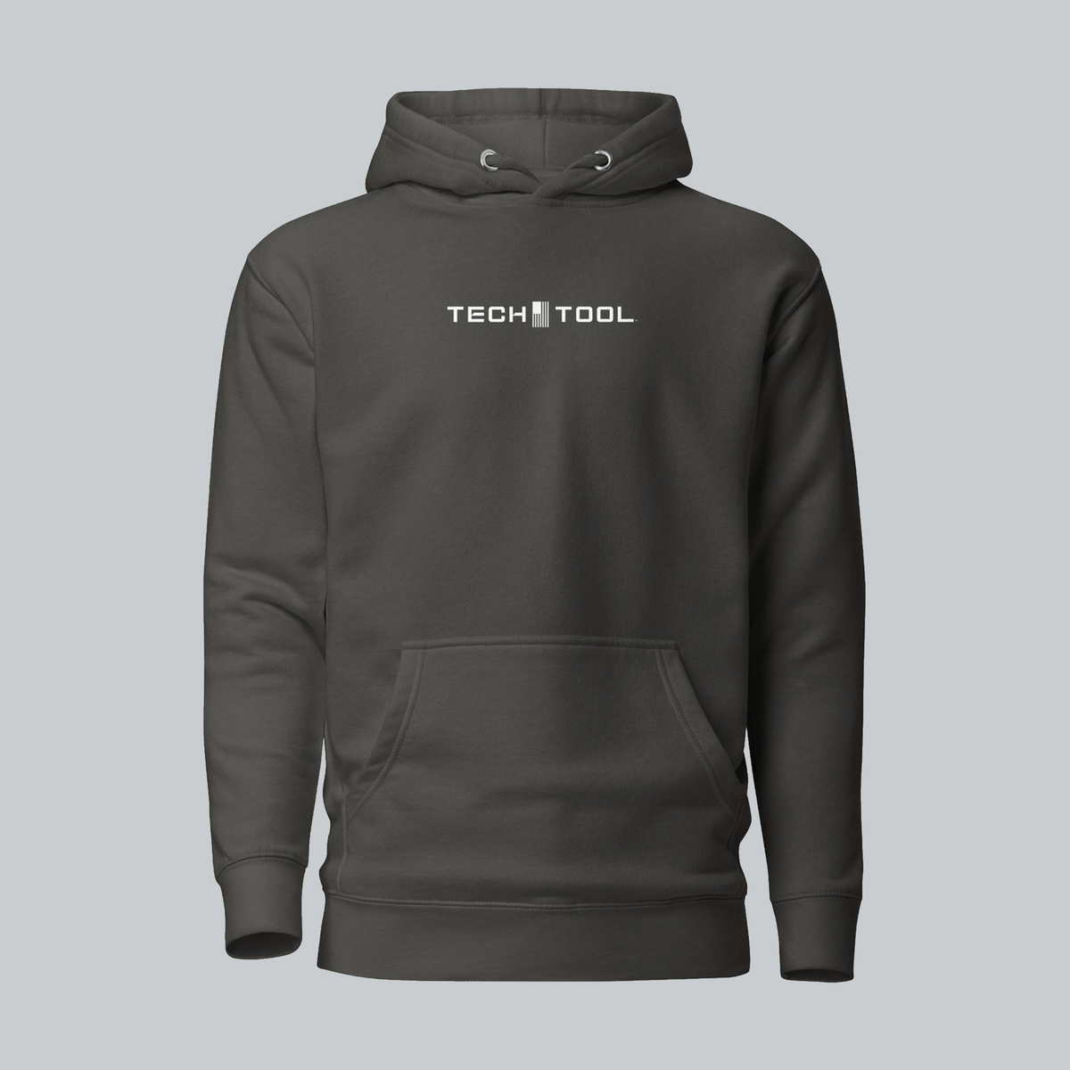 Tech Tool Core Pullover Hoodie, front view showing Tech Tool chest logo | Color: Vintage Black