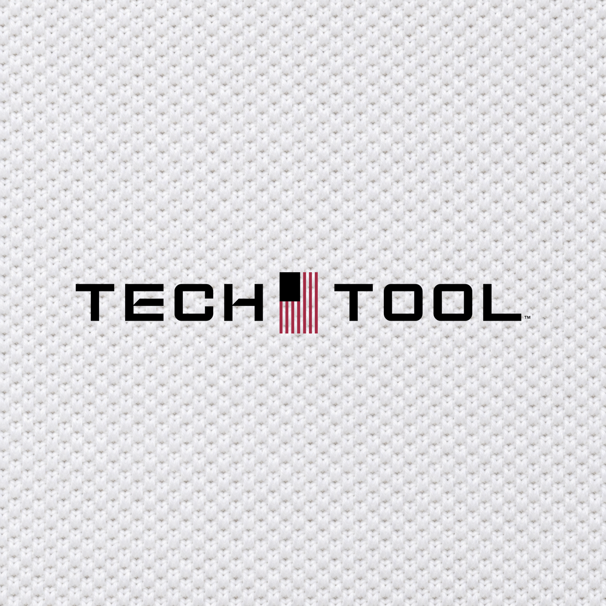 Tech Tool Unisex Core Piqué Polo, macro detail render of the Tech Tool logo and cotton piqué texture | Color: White