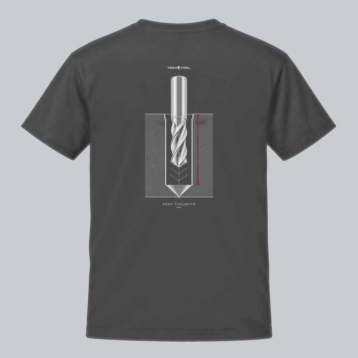 Deep Thoughts / G83 T-Shirt, back view showing G83 drilling illustration