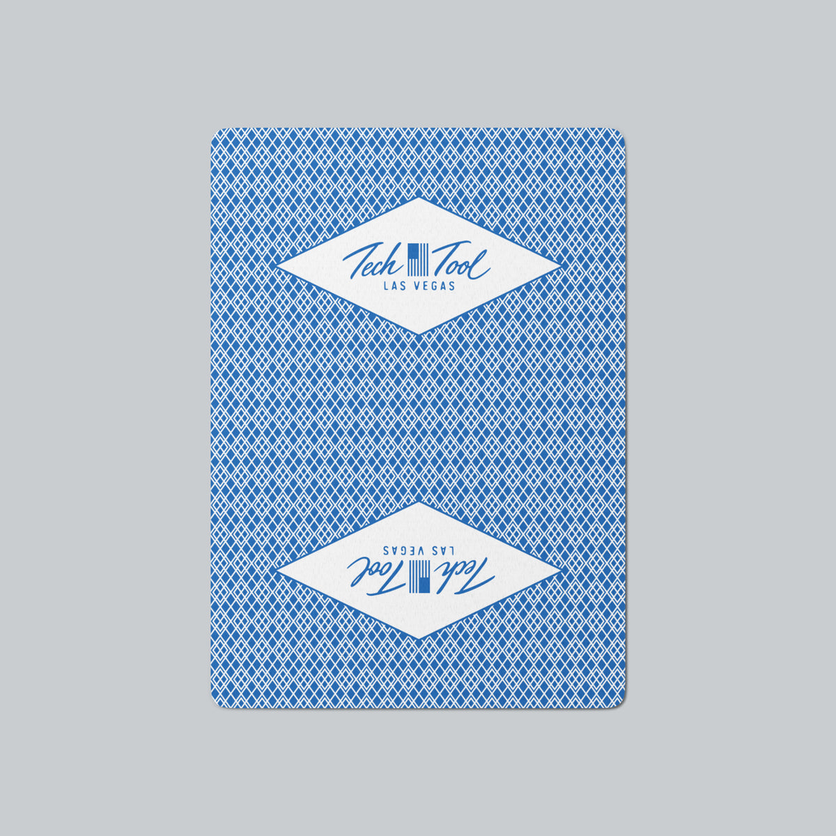 Tech Tool Las Vegas playing cards in blue, card-back design with diamond logos and white lattice | Color: Vegas Blue