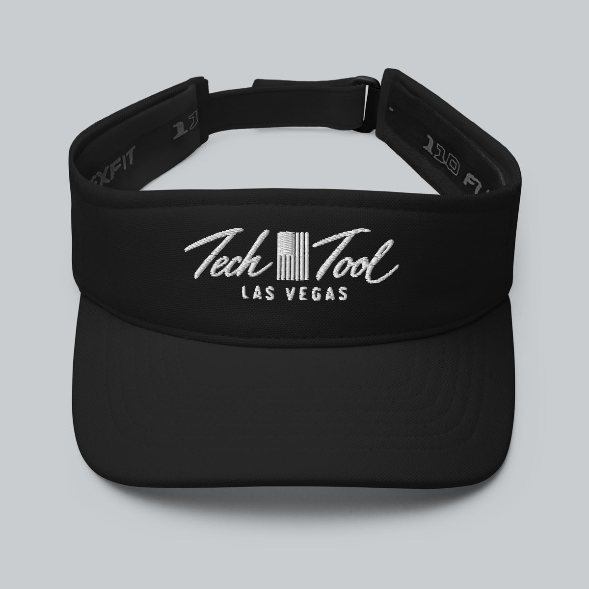 Tech Tool Las Vegas visor in black with white logo, front view | Color: Black