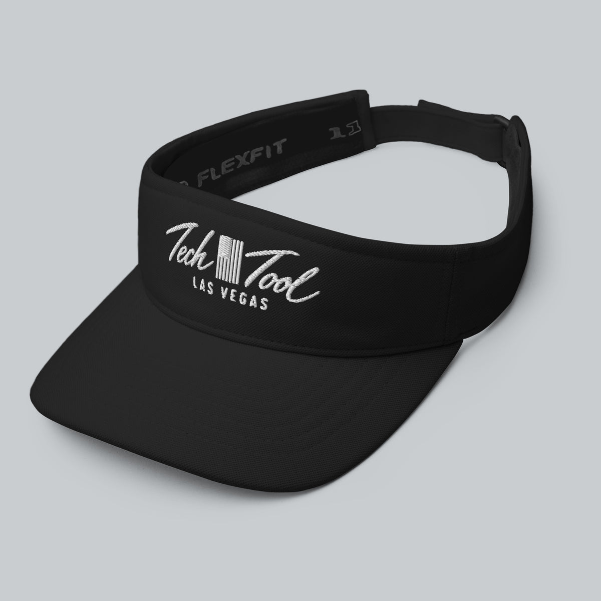 Tech Tool Las Vegas visor in black with white logo, three-quarter front view | Color: Black