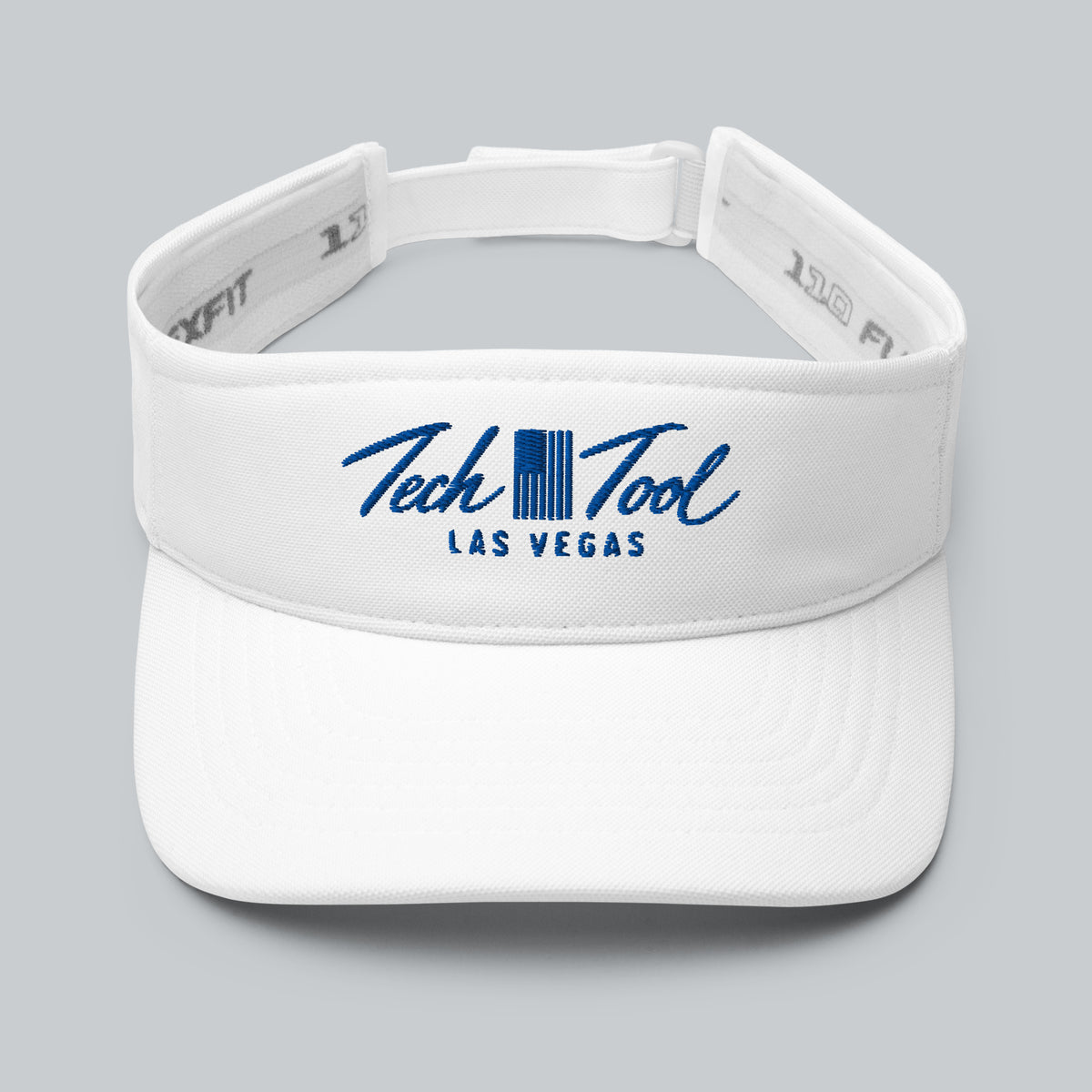 Tech Tool Las Vegas visor in white with blue logo, front view | Color: Vegas Blue (White / Blue Logo)