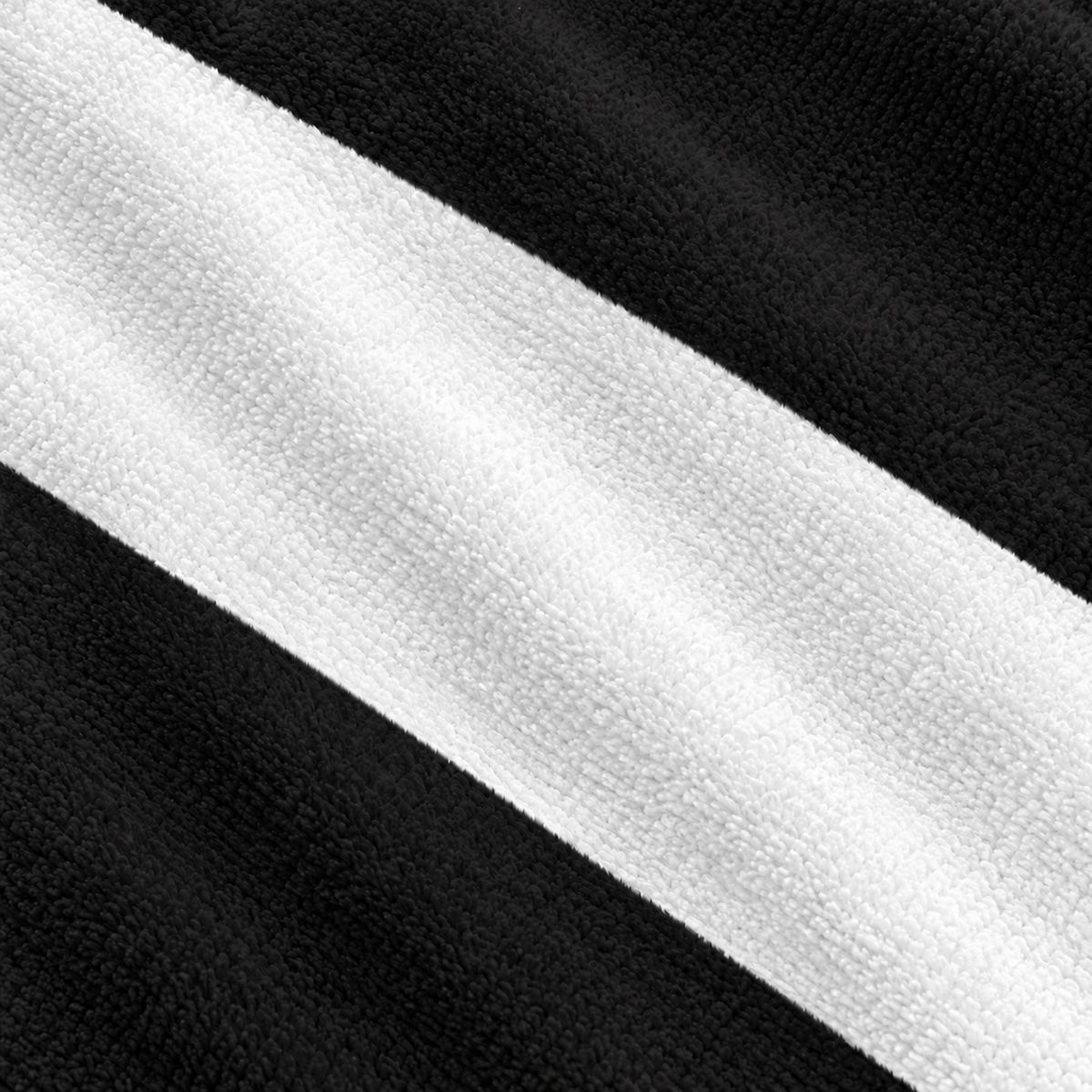 Tech Tool Signature Beach Towel in Black, full-frame macro of black and white printed stripes and fabric texture | Color: Black