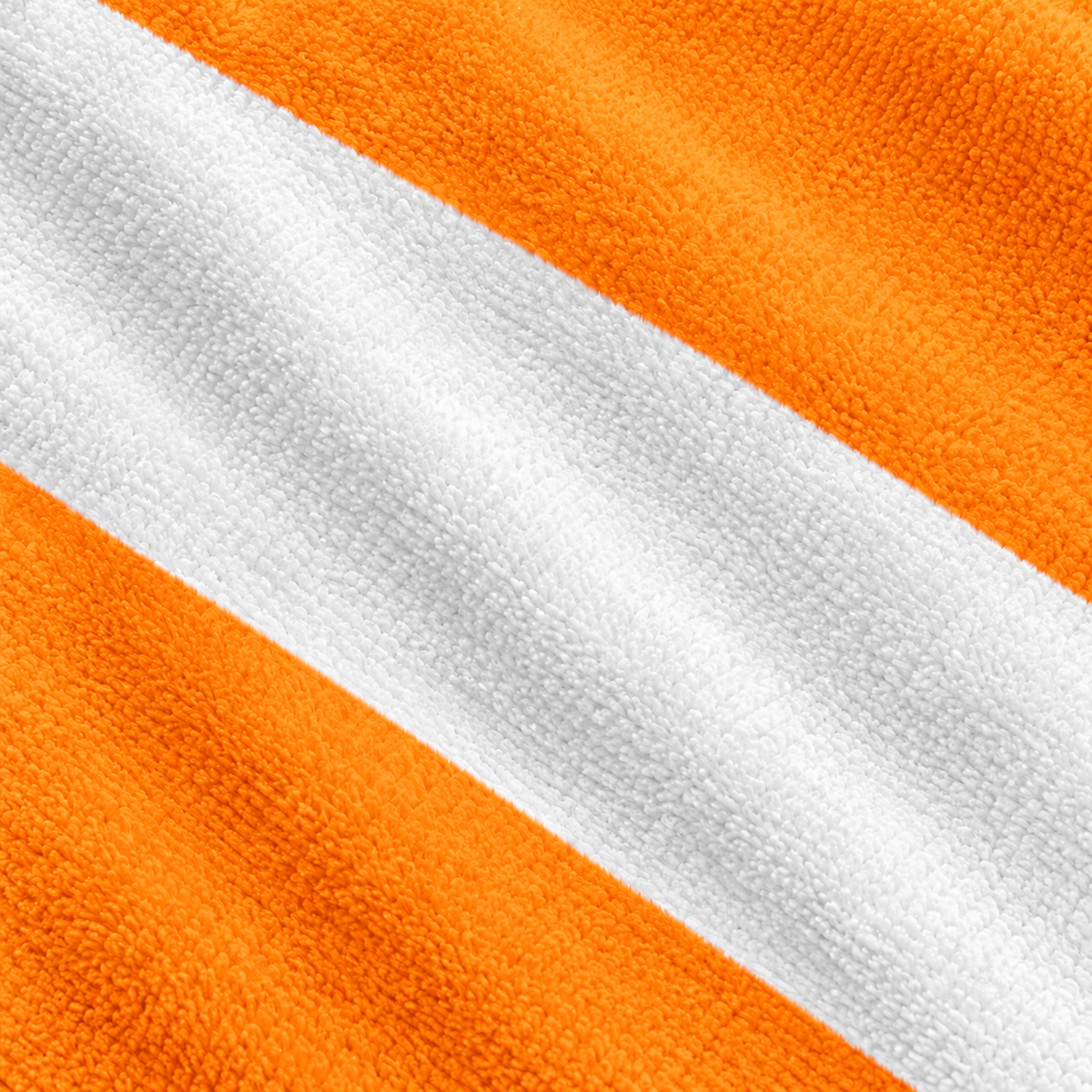 Tech Tool Signature Beach Towel in Mango Orange, full-frame macro of mango orange and white printed stripes and fabric texture | Color: Mango Orange