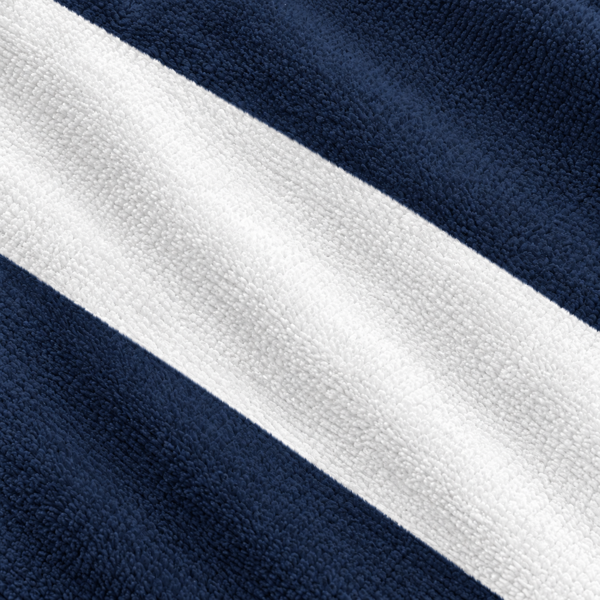 Tech Tool Signature Beach Towel in Navy, full-frame macro of navy and white printed stripes and fabric texture | Color: Navy