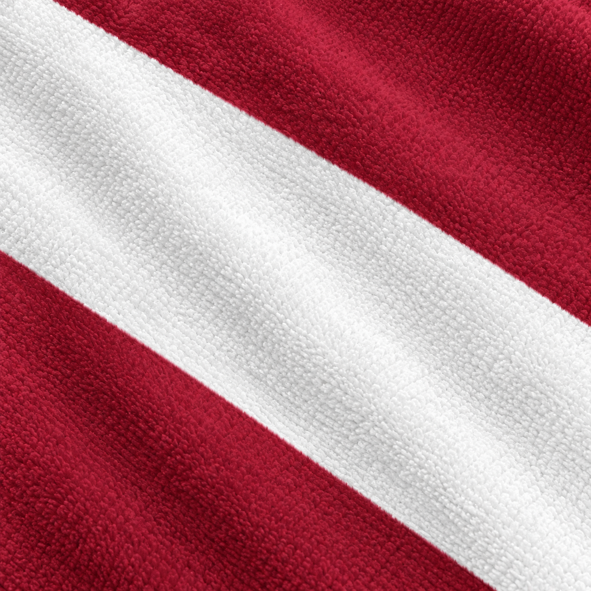Tech Tool Signature Beach Towel in Signature, full-frame macro of burgundy-red and white printed stripes and fabric texture | Color: Signature