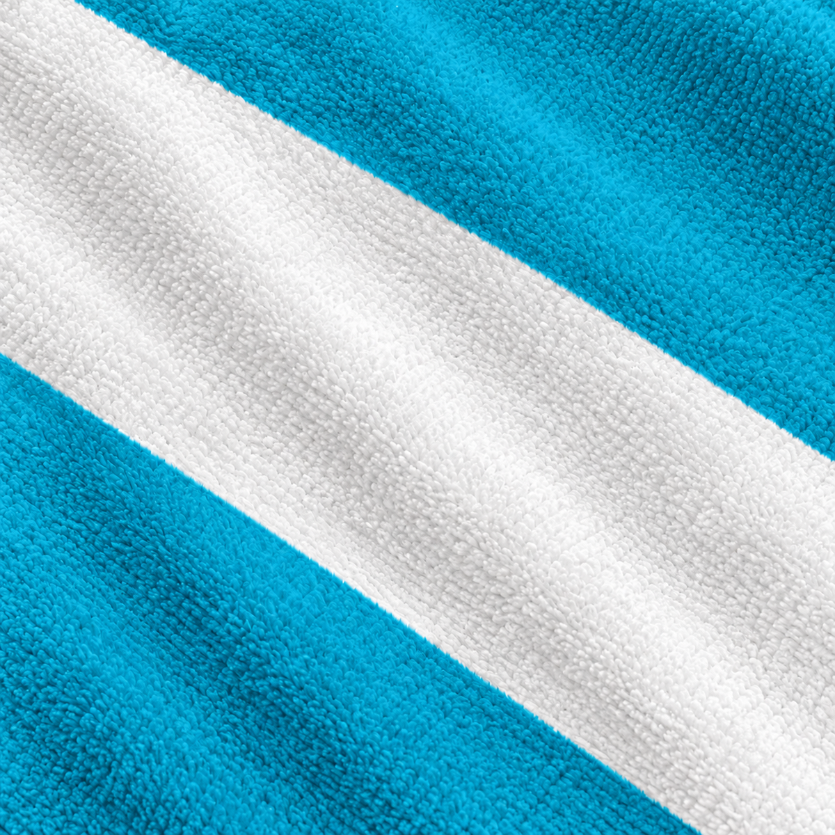 Tech Tool Signature Beach Towel in Tropical Blue, full-frame macro of tropical blue and white printed stripes and fabric texture | Color: Tropical Blue