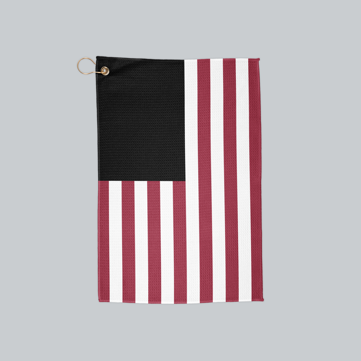 Tech Tool Signature Golf Towel in Signature, full front flag design with gold hanging ring | Color: Signature
