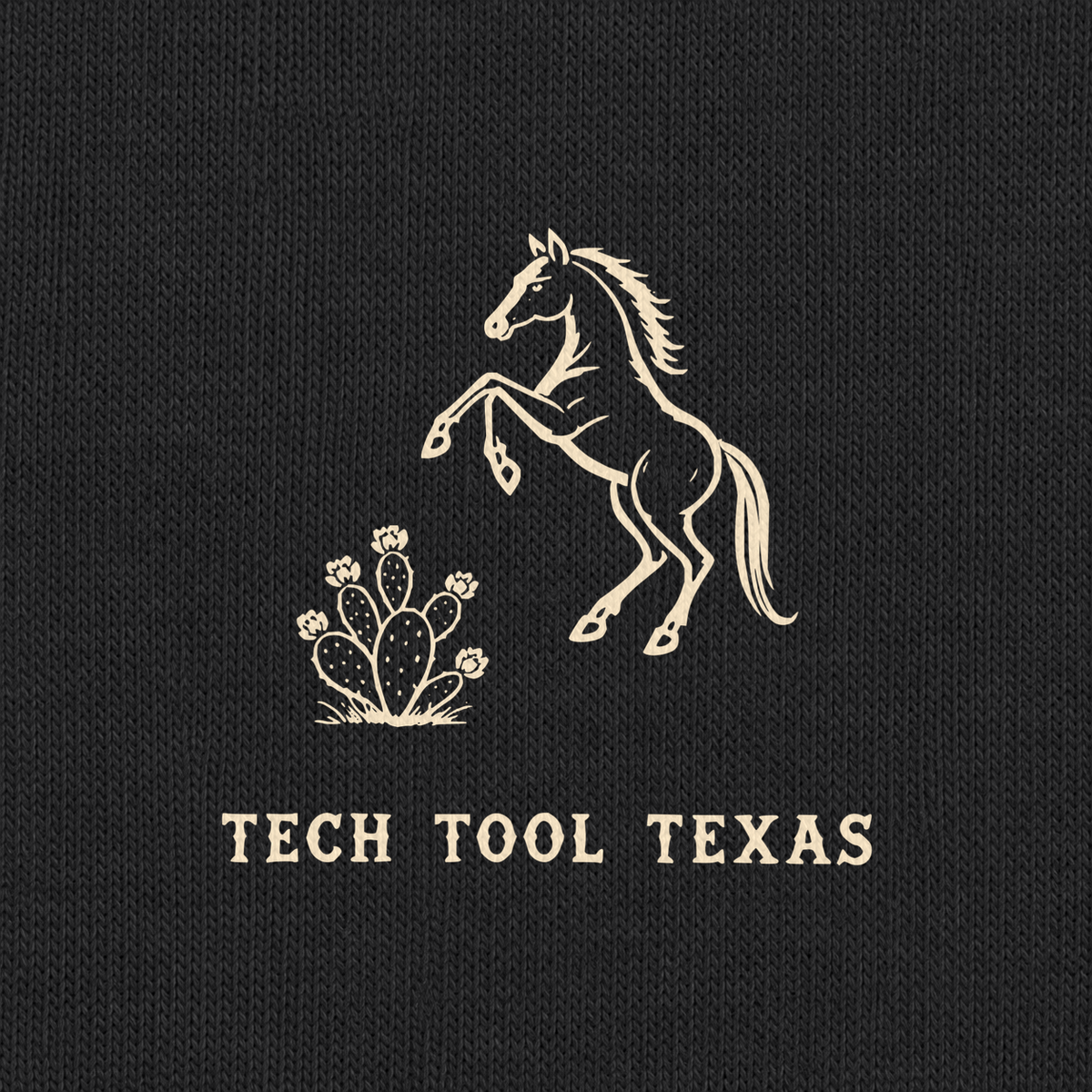 Tech Tool Texas horse-and-cactus chest print detail on Black cotton | Color: Black