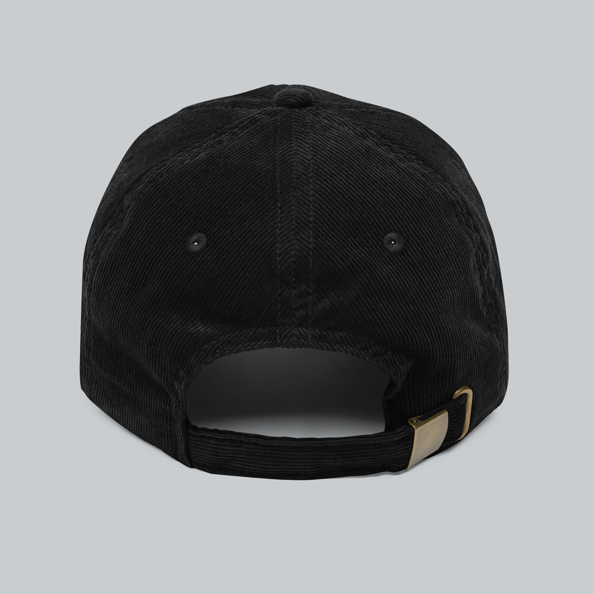 Tech Tool Texas Corduroy Cap in Black, back view, white embroidered horse and prickly pear emblem | Color: Black