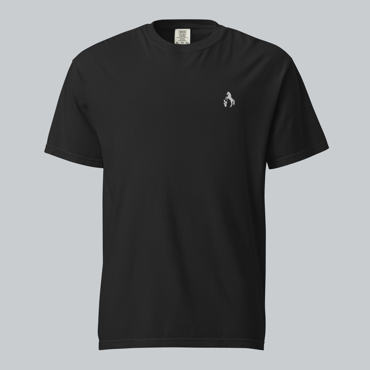 Tech Tool Texas Embroidered Tee, Black, front view with white horse-and-prickly-pear chest embroidery | Color: Black
