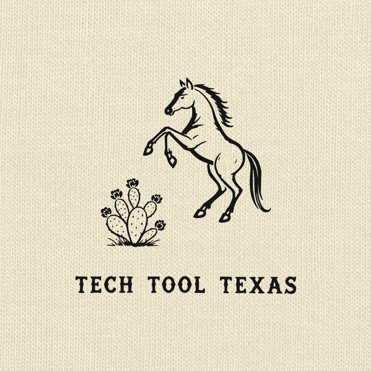 Tech Tool Texas horse-and-cactus chest print detail on Ivory cotton | Color: Ivory