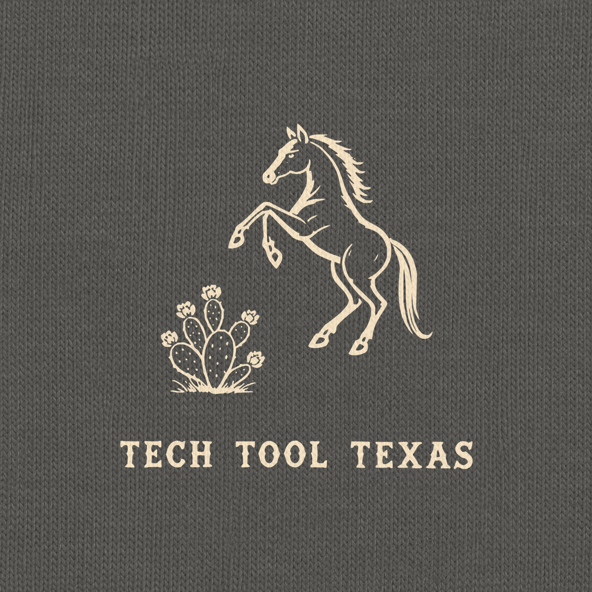 Tech Tool Texas horse-and-cactus chest print detail on Pepper cotton | Color: Pepper
