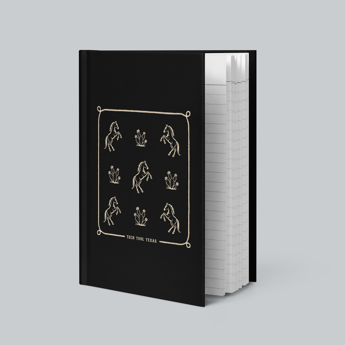 Tech Tool Texas Trail Journal, angled front cover and lined white page edges | Color: Black