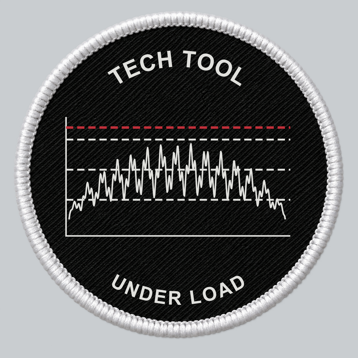 Tech Tool Under Load 3-inch circular embroidered patch, front artwork mockup | Design: Under Load