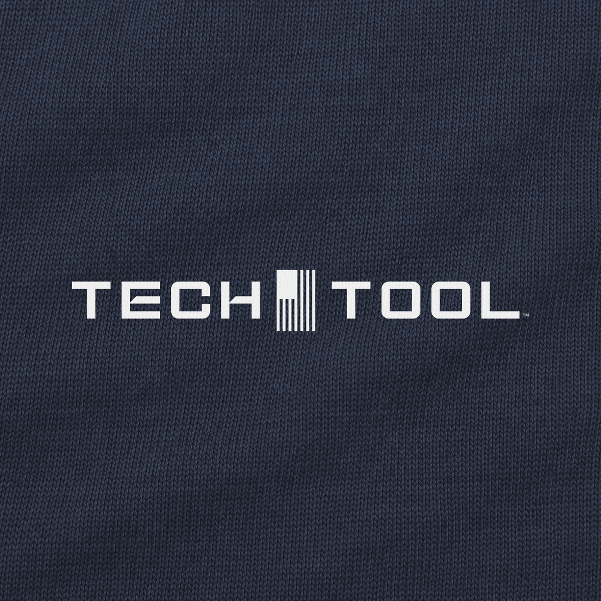 Tech Tool Unisex Signature Zip Hoodie in Classic Navy, clear left breast logo macro render | Color: Classic Navy